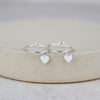Sterling Silver Heart Bead Hoops