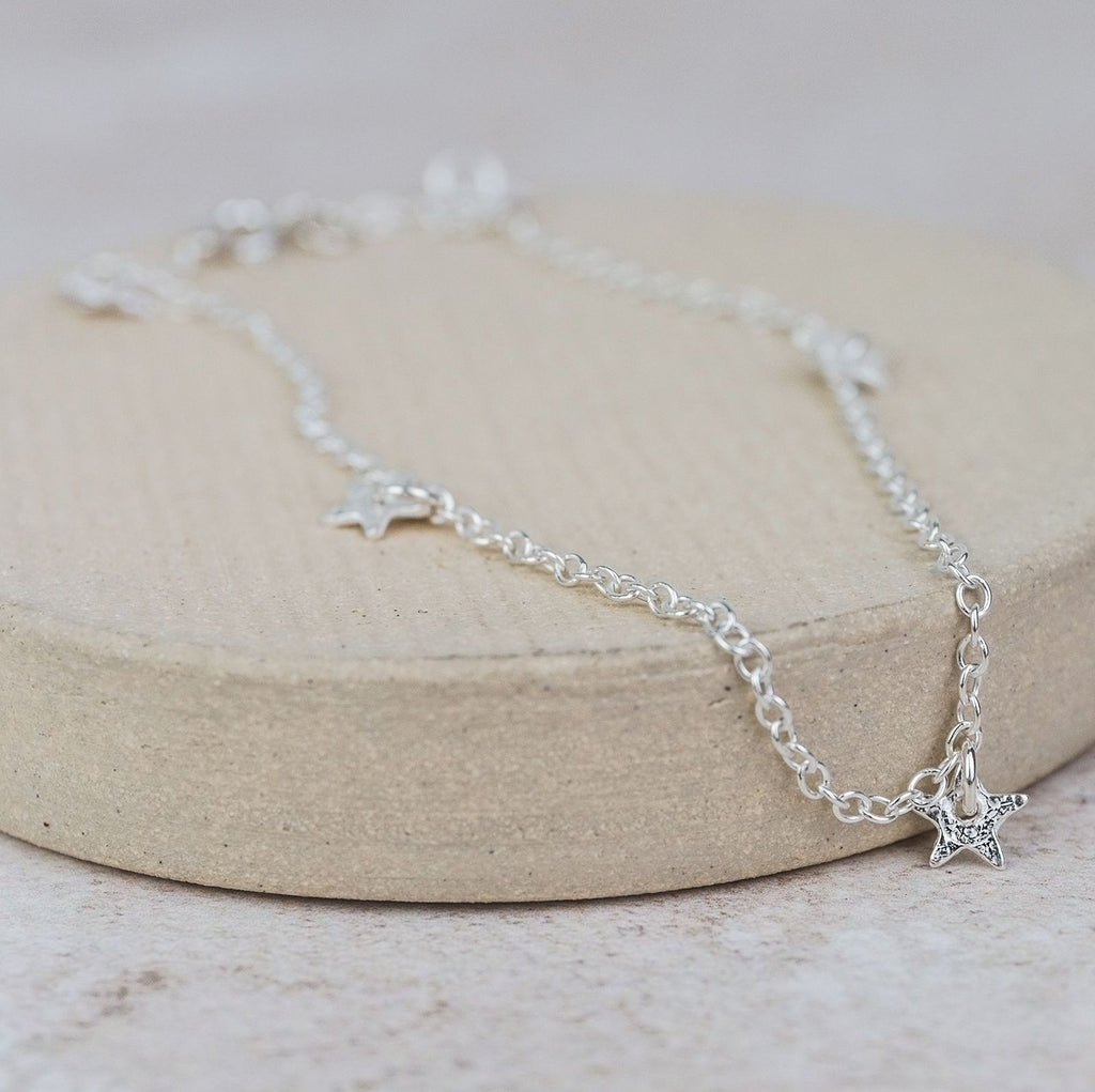 Sterling Silver Charm Anklet Star