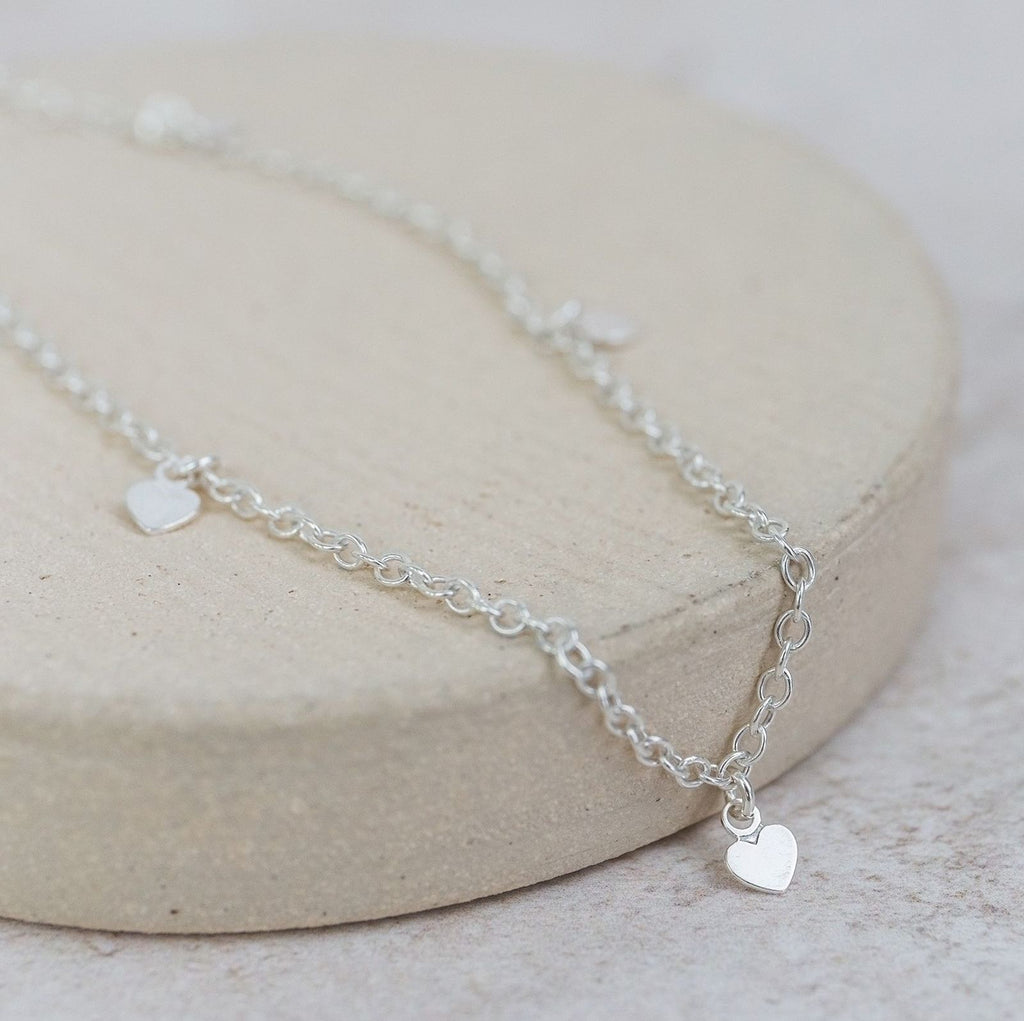 Sterling Silver Heart Charm Anklet