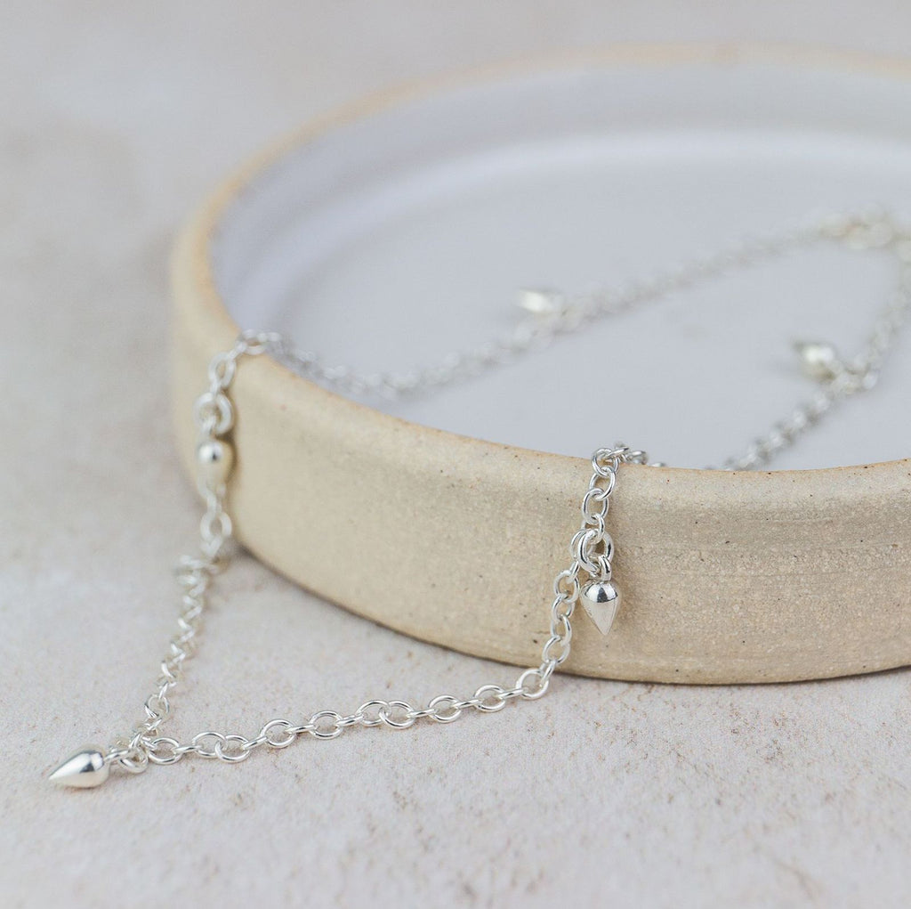 Sterling Silver Teardrop Charm Anklet