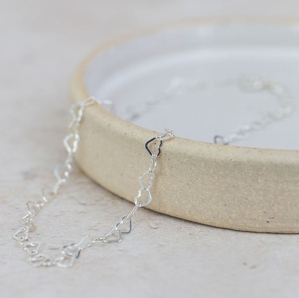 Sterling Silver Mini Heart Chain Anklet