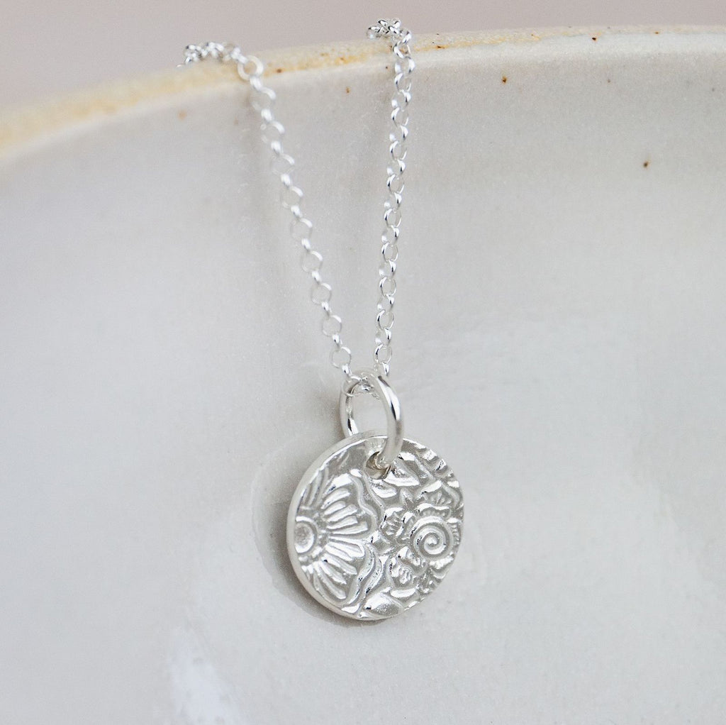 Sterling Silver Textured Small Circle Pendant