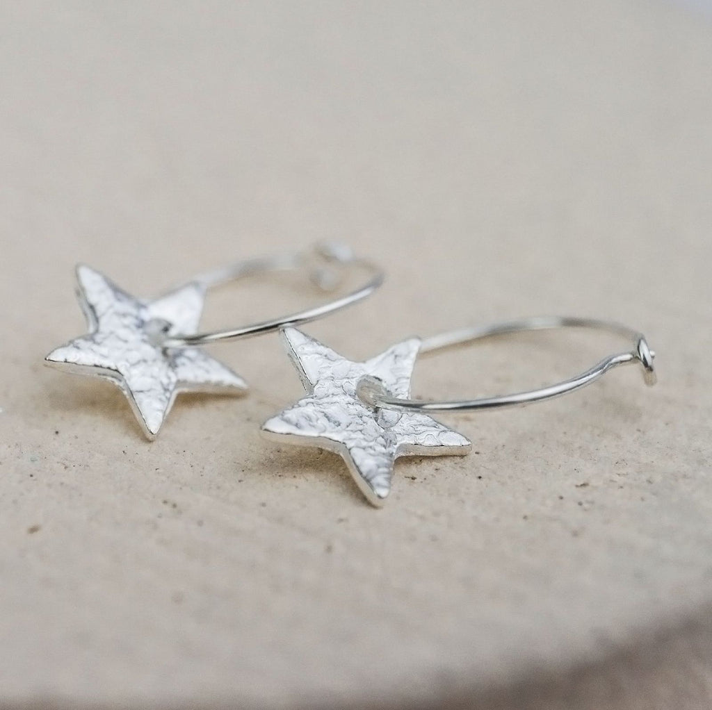 Sterling Silver Star Hoops