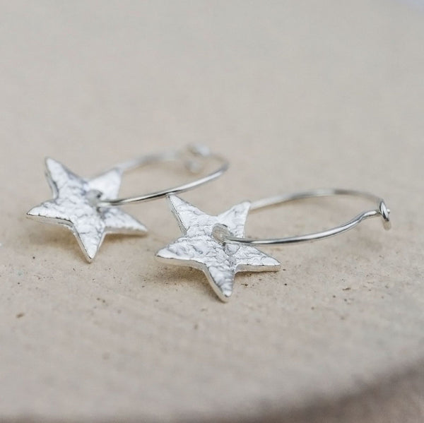 Sterling Silver Star Hoops