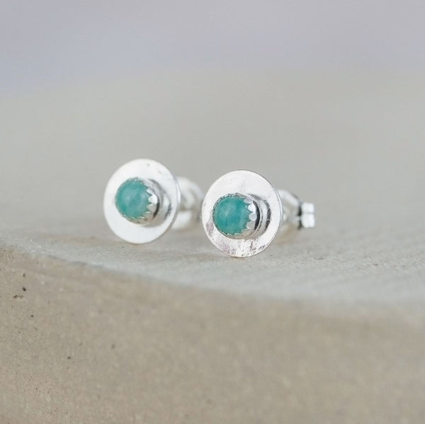 Sterling Silver Boho Disc Stud