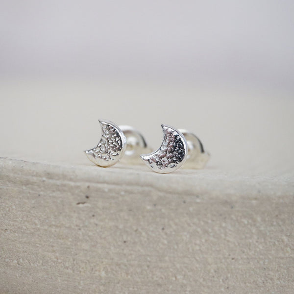 Sterling Silver Mini Moon Studs