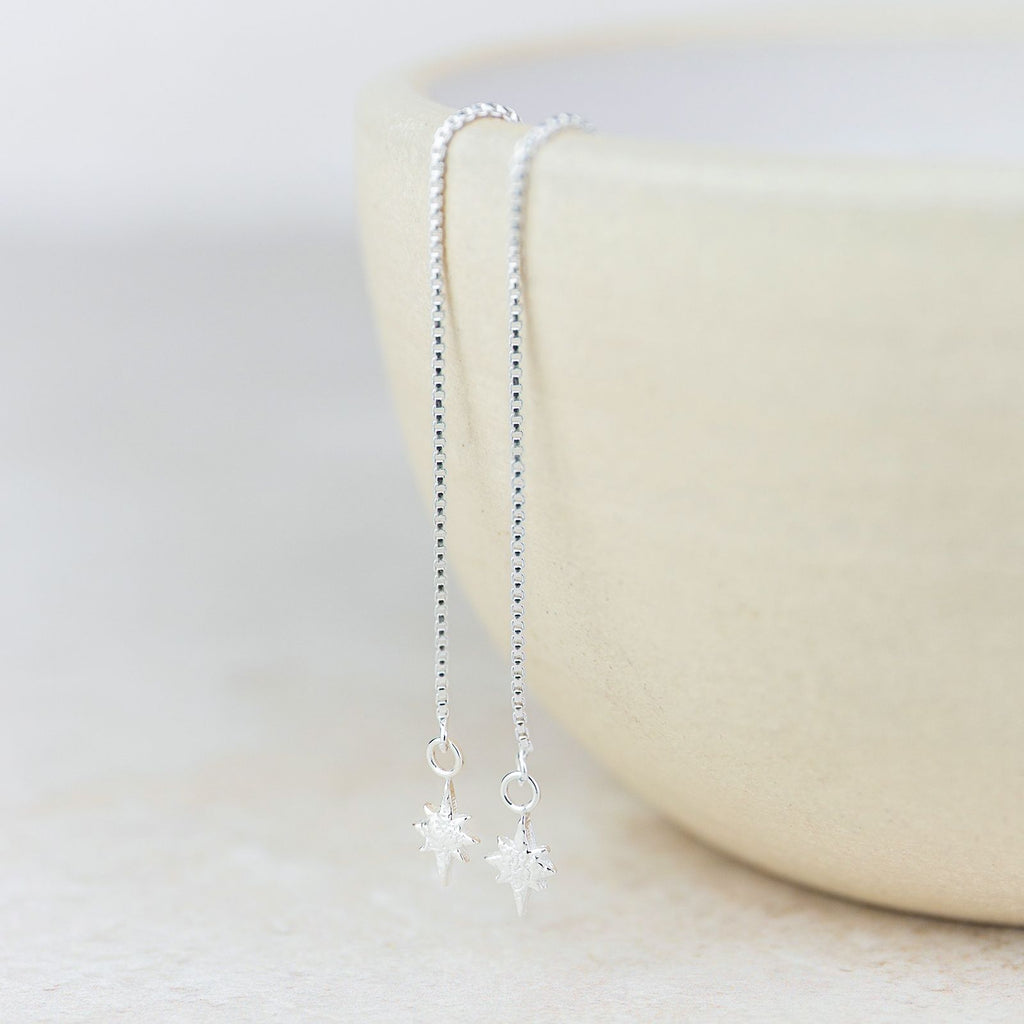 Sterling Silver Starburst Threader Earrings