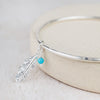 Sterling Silver  Feather And Turquoise Bangle