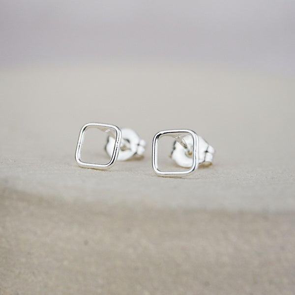 Sterling Silver Mini Geo Square Studs