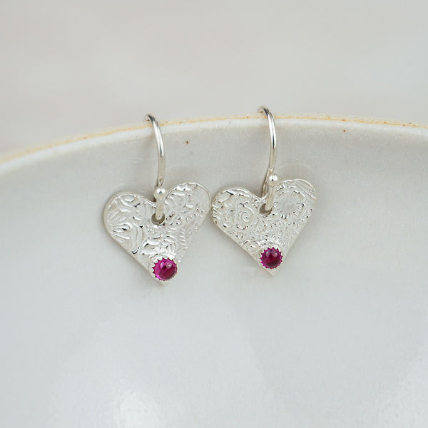 Sterling Silver Heart and Semi Precious Earrings