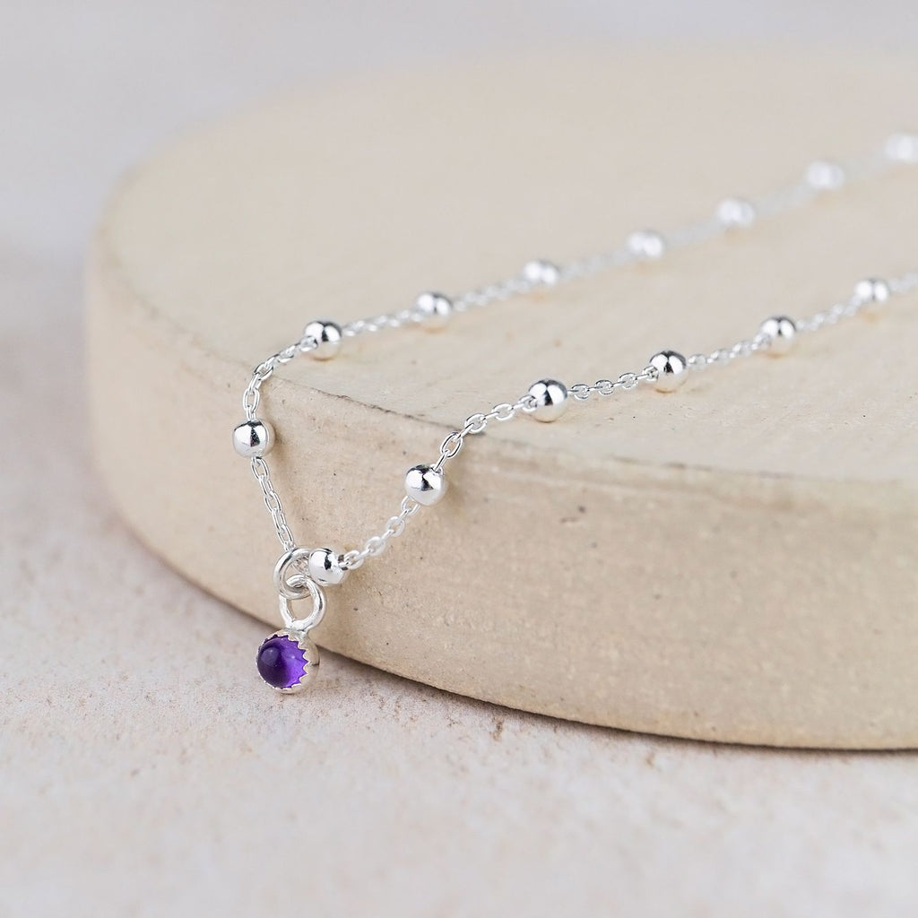 Sterling Silver Birthstone Satellite Chain Anklet