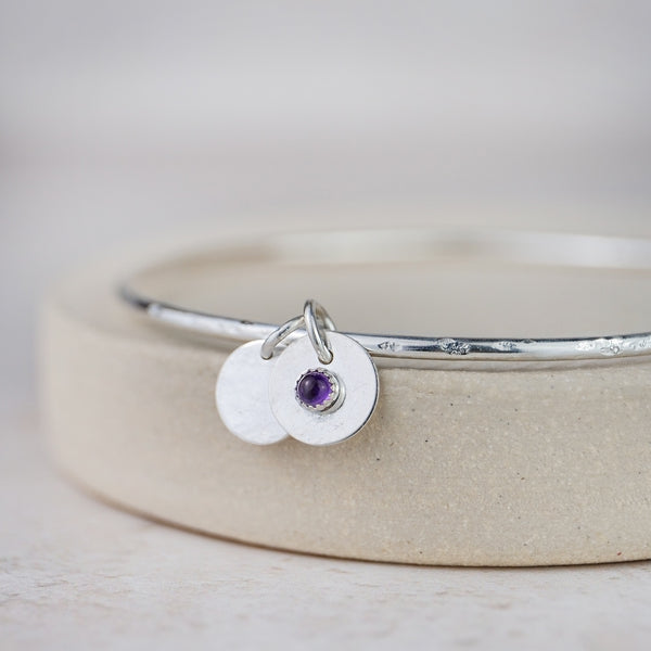 Sterling Silver Gemstone Boho Bangle