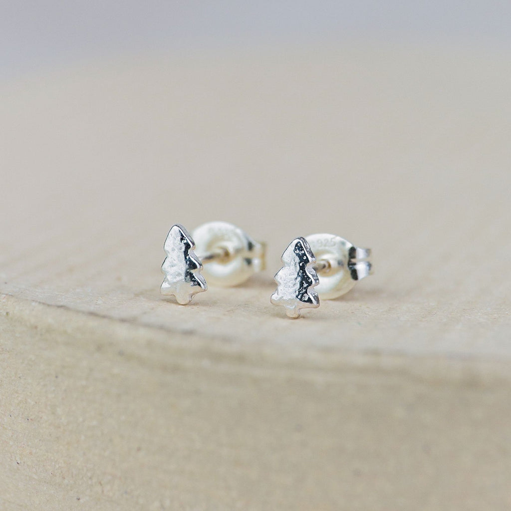 Sterling Silver Mini Christmas Tree Studs