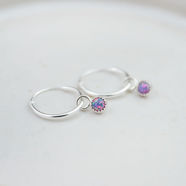 Sterling Silver Mini Gemstone Hoops