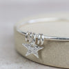 Sterling Silver Textured Star Charm Bangle
