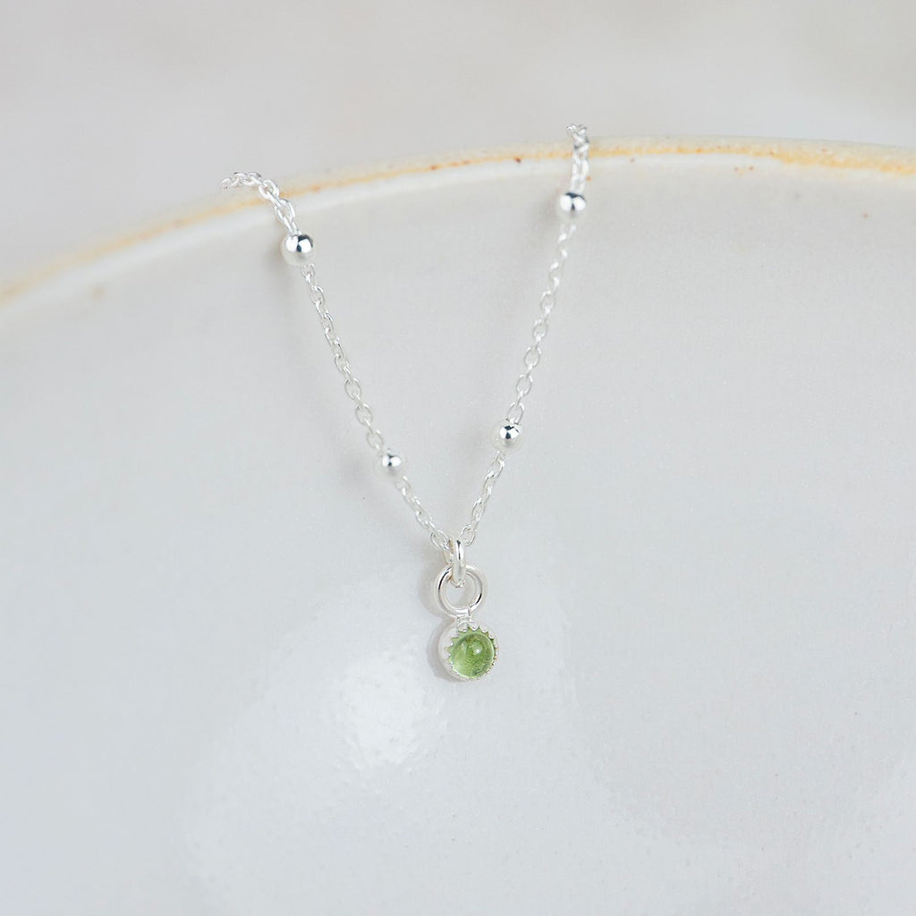 Sterling Silver Birthstone Satellite Chain Necklace