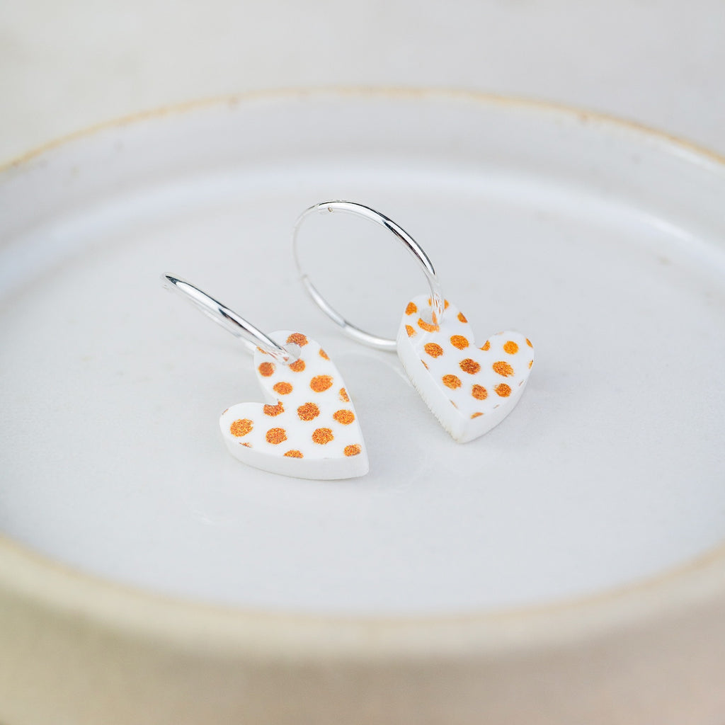 Sterling Silver and Acrylic Dotty Patterned Hoops
