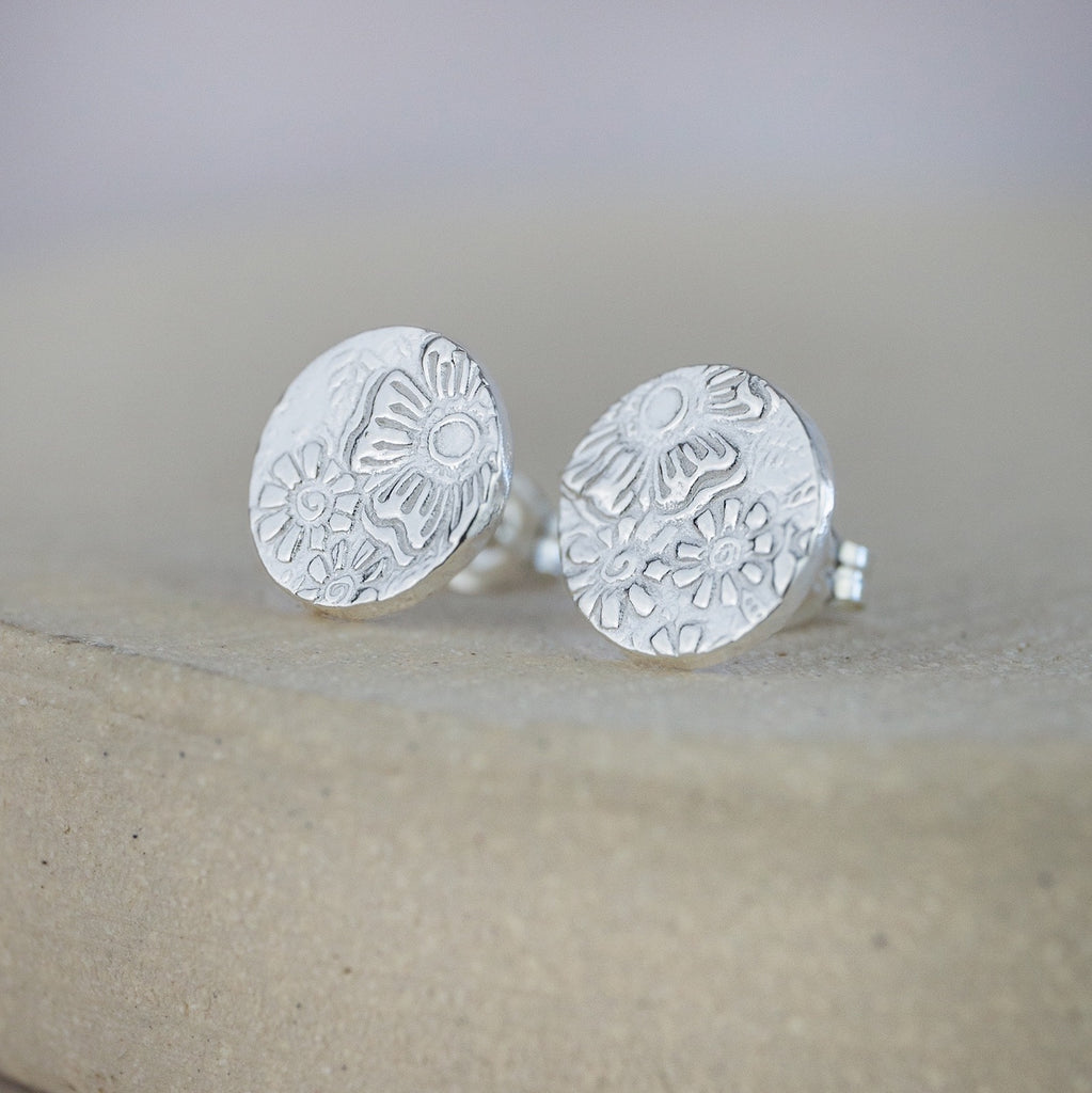 Sterling Silver Textured Circle Studs