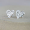 Sterling Silver Textured Heart Studs